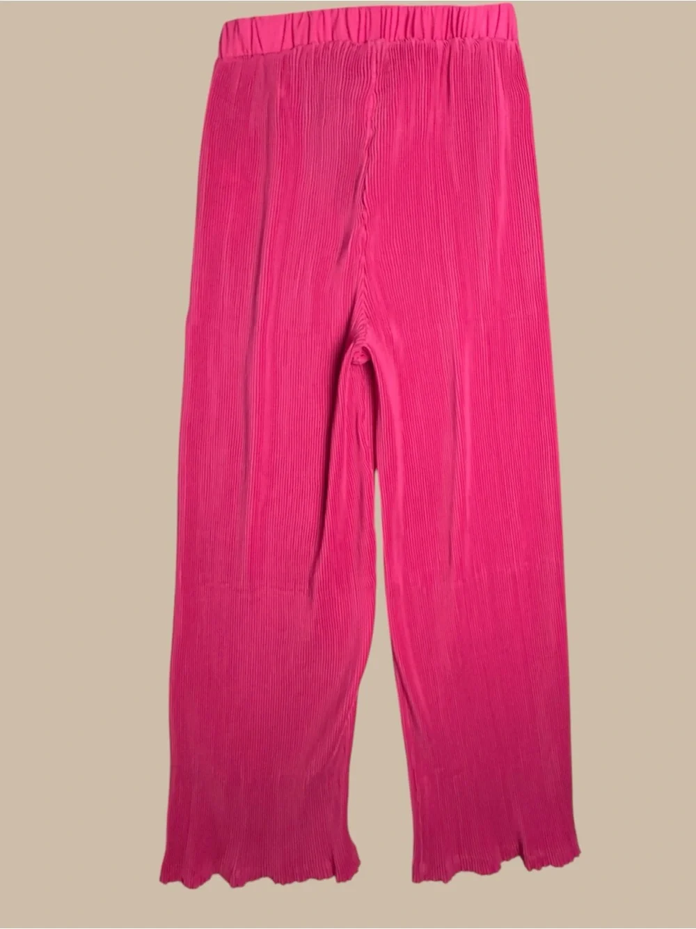 PrettyLittleThing Hot Pink Plisse High Waisted Wide Leg Coverup Pant Size 12 NWT